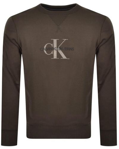 Calvin Klein Jeans Monogram Flock Crew Sweatshirt - Multicolor