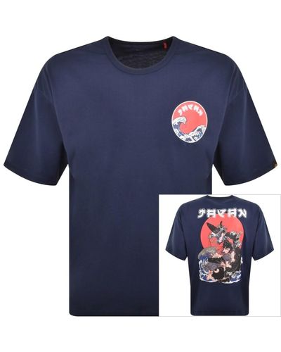 Alpha Industries Japan Wave Warrior T Shirt - Blue