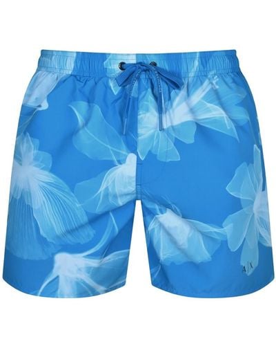 Armani Exchange Floral Swim Shorts - Blue