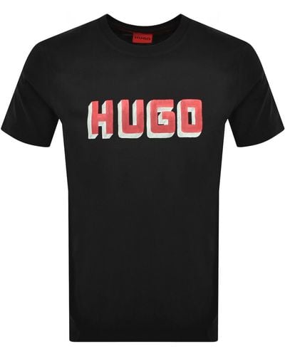 HUGO Daqerio Crew Neck Short Sleeve T Shirt - Black