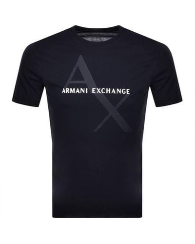 Armani Exchange Crew Neck Logo T Shirt - Blue