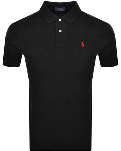 Ralph Lauren Short-sleeved Logo-embroidered Custom-fit Cotton-piqué Polo Shirt - Black
