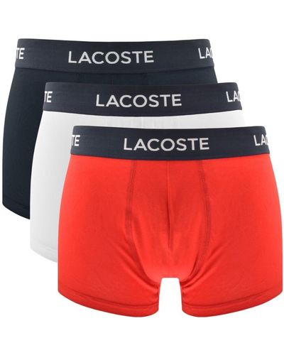 Lacoste Underwear Triple Pack Boxer Trunks - Red