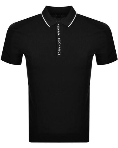 Armani Exchange Short Sleeved Polo T Shirt - Black