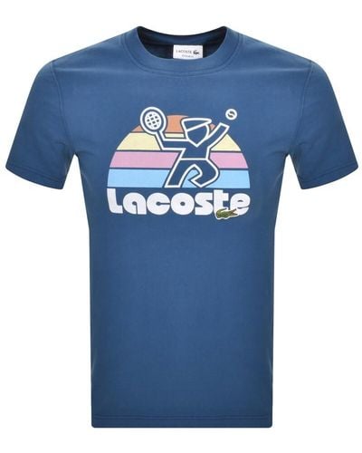 Lacoste Crew Neck Graphic T Shirt - Blue