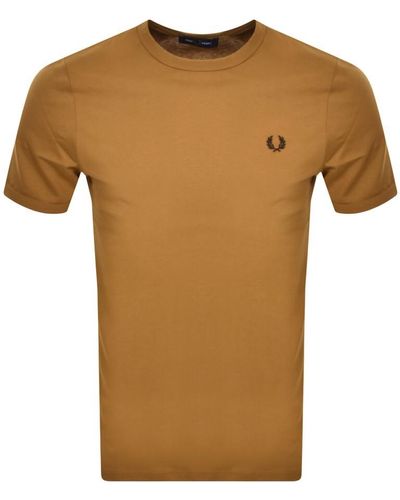 Fred Perry Ringer T Shirt - Brown