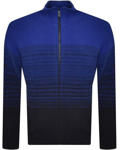 Armani Exchange Full Zip Knitted Cardigan - Blue