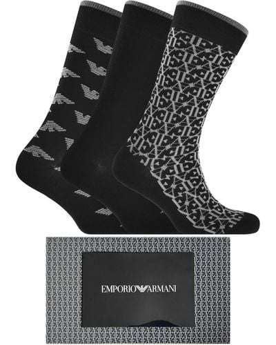 Armani Emporio Three Pack Socks Gift Set - Black