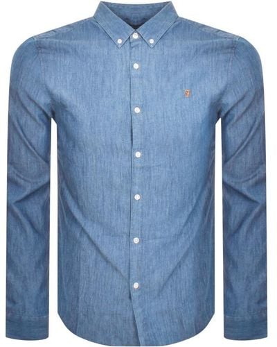 Farah Brewer Denim Long Sleeve Shirt - Blue