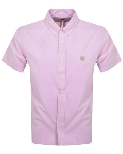 Pretty Green Oxford Short Sleeve Shirt - Purple