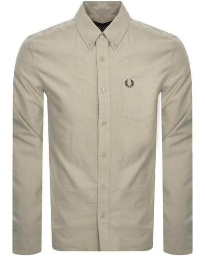 Fred Perry Oxford Long Sleeved Shirt - Gray