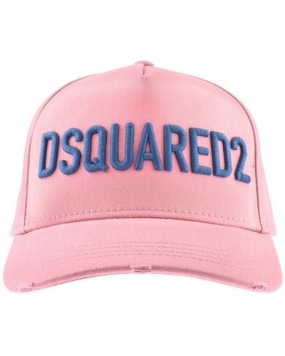 DSquared² Logo Embroidered Raffia Cap - Pink