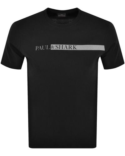 Paul & Shark Paul And Shark Reflective Logo T Shirt - Black