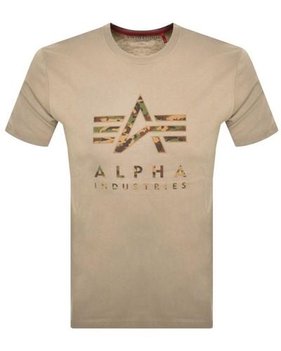 Alpha Industries Logo Camo T Shirt - Natural