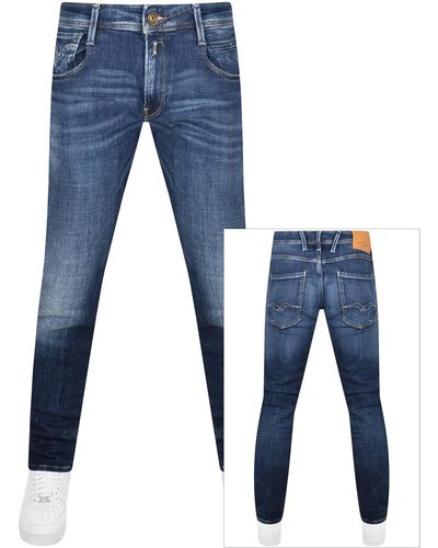 Replay Anbass Slim Fit Mid Wash Jeans - Blue