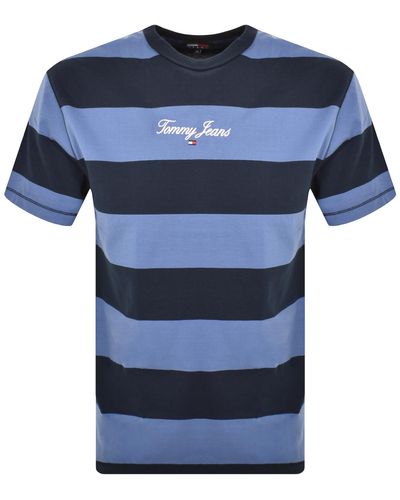 Tommy Hilfiger Bold Stripe Logo T Shirt - Blue