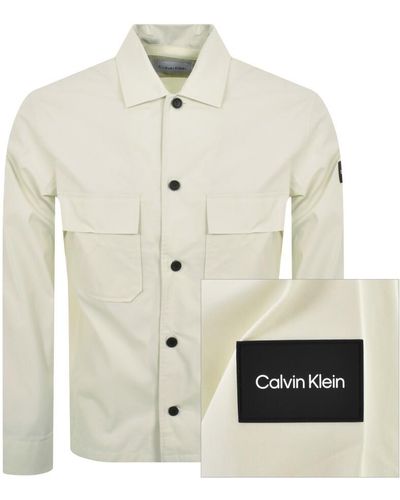 Calvin Klein Cotton Nylon Overshirt Jacket - Natural