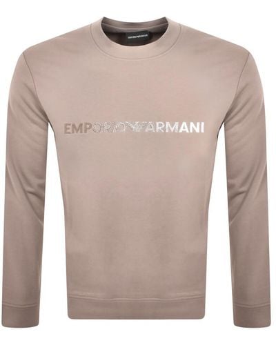 Armani Emporio Crew Neck Logo Sweatshirt - Gray