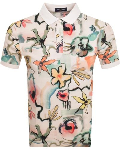 Fred Perry Amy Print Polo T Shirt - Pink