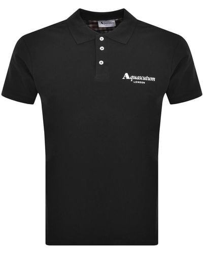 Aquascutum Logo Polo T Shirt - Black
