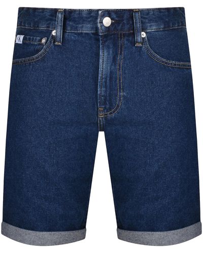 Calvin Klein Regular Dark Wash Denim Shorts - Blue