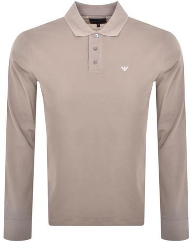 Armani Emporio Long Sleeved Polo T Shirt - Gray