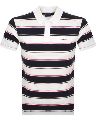 GANT Multi Stripe Short Sleeve Polo T Shirt - Blue