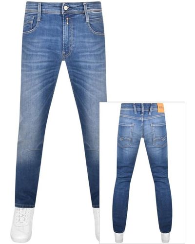 Replay Anbass Slim Fit Mid Wash Jeans - Blue