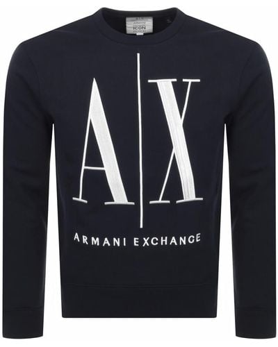 Armani Exchange Crew Neck Logo Sweatshirt - Blue