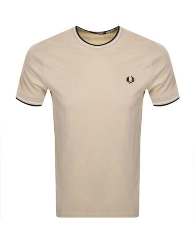 Fred Perry Twin Tipped T Shirt - Natural