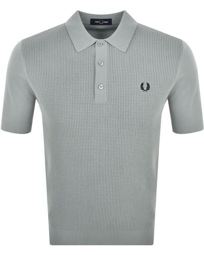 Fred Perry Knitted Polo T Shirt - Grey