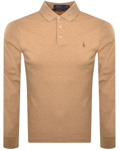 Ralph Lauren POLO by Ralph Lauren long sleeve polo shirt, men's size S cotton brown type Vintage Second Hand