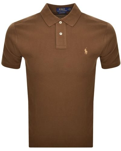 Ralph Lauren Custom Slim Polo T Shirt - Brown