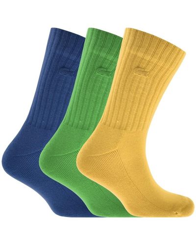 Lacoste Logo Triple Pack Socks - Green