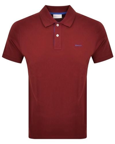 GANT Collar Contrast rugger Polo T Shirt - Red