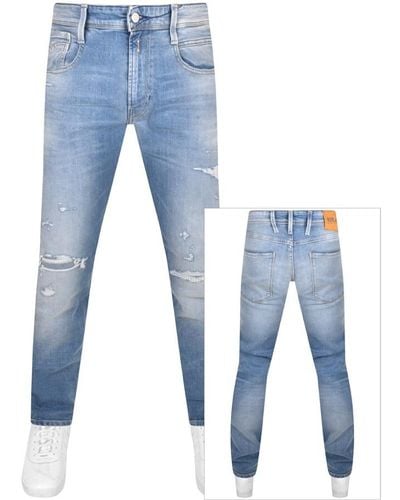 Replay Anbass Slim Fit Light Wash Jeans - Blue