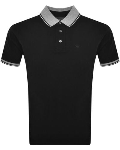 Armani Emporio Tipped Polo T Shirt - Black