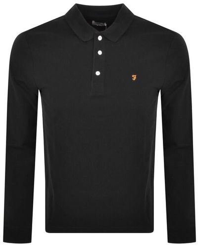 Farah Blanes Long Sleeve Polo T Shirt Blac - Black