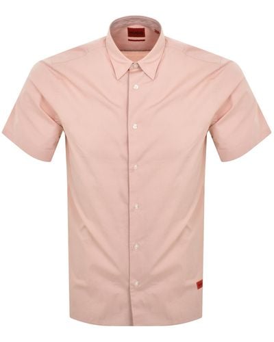 HUGO Short Sleeved Ebor Shirt - Pink