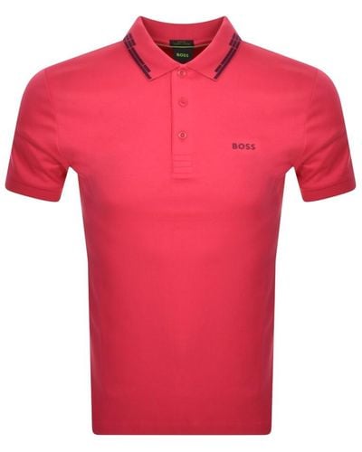 BOSS Boss Paule Polo T Shirt - Red