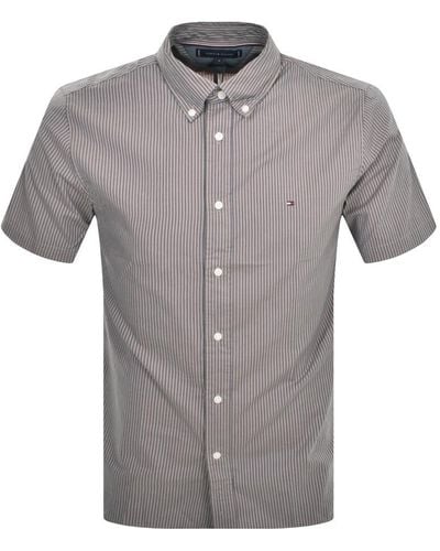 Tommy Hilfiger Short Sleeve Flex Poplin Shirt - Gray