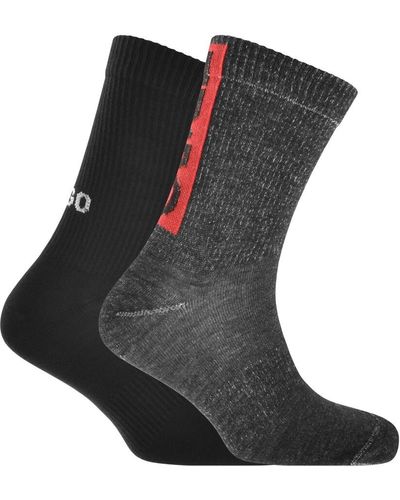 HUGO 2 Pack Rib Faded Socks - Black