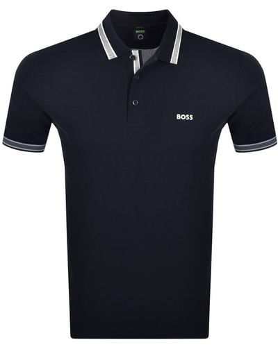 BOSS Boss Paddy Curved Polo T Shirt - Blue