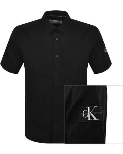 Calvin Klein Jeans Linen Short Sleeve Shirt - Black