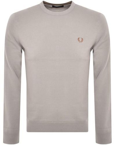 Fred Perry Classic Crew Neck Knit Jumper - Grey