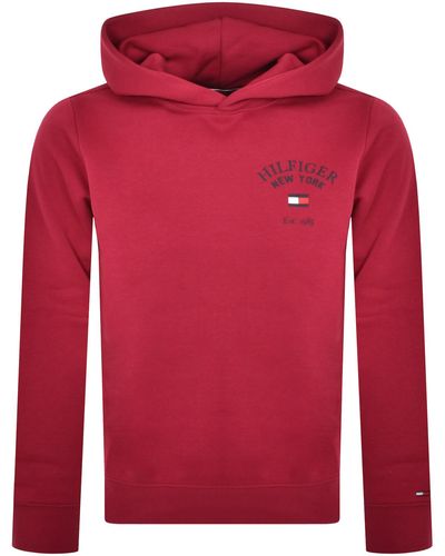Tommy Hilfiger Logo Pullover Hoodie - Red