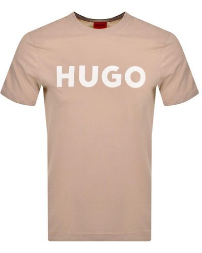 HUGO Dulivio Crew Neck T Shirt - Natural