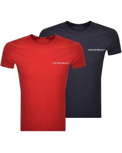 Armani Emporio Lounge 2 Pack T Shirts - Red