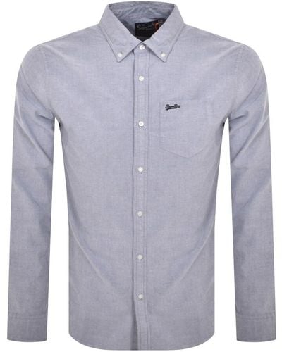 Superdry Long Sleeve Oxford Shirt - Blue