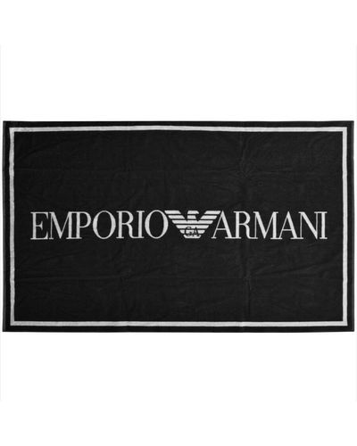 Armani Emporio Large Logo Beach Towel - Black